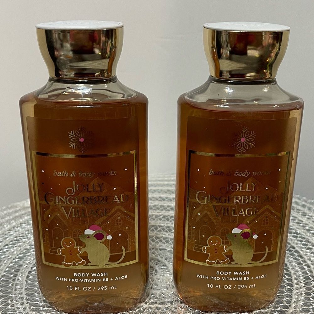 BBW Jolly Gingerbread Village Body Wash set of 2 NWT